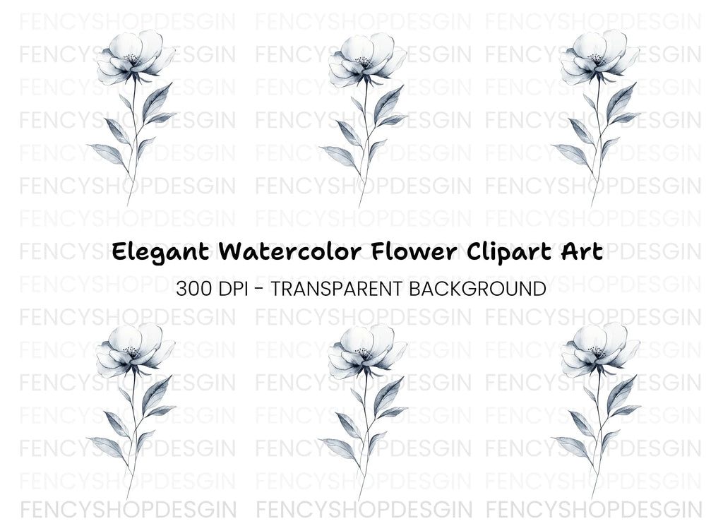 Elegant Black and White Flower Clipart Bundle