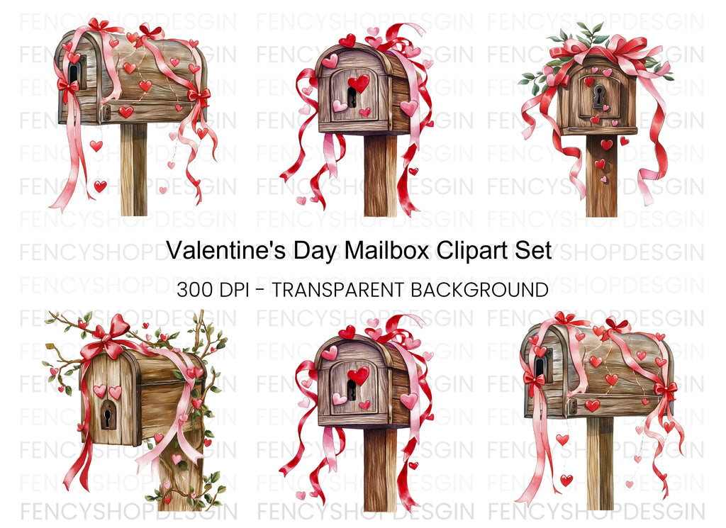 Valentine's Day Mailbox Clipart Bundle