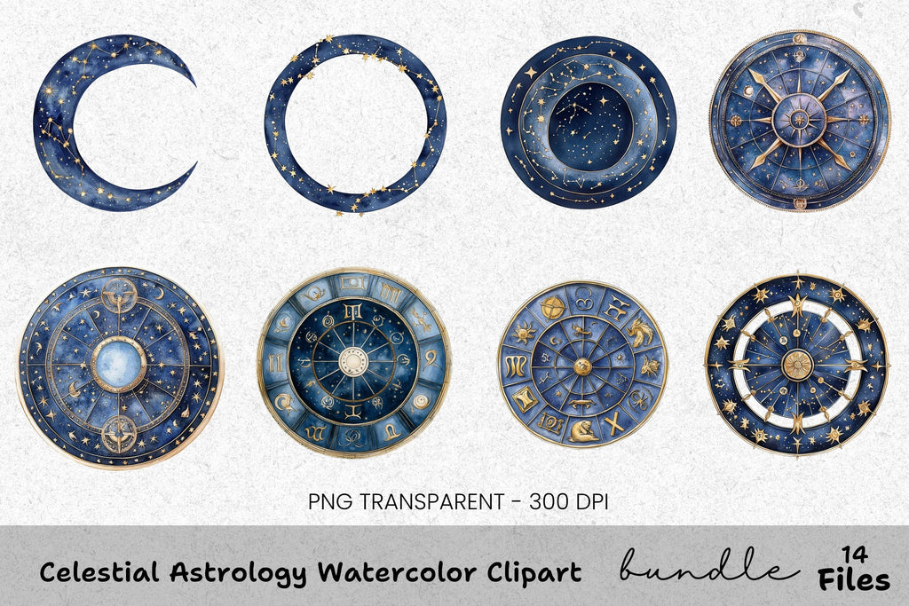 Celestial Astrology Clipart Bundle