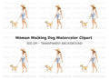 Woman Walking Dog Clipart Bundle