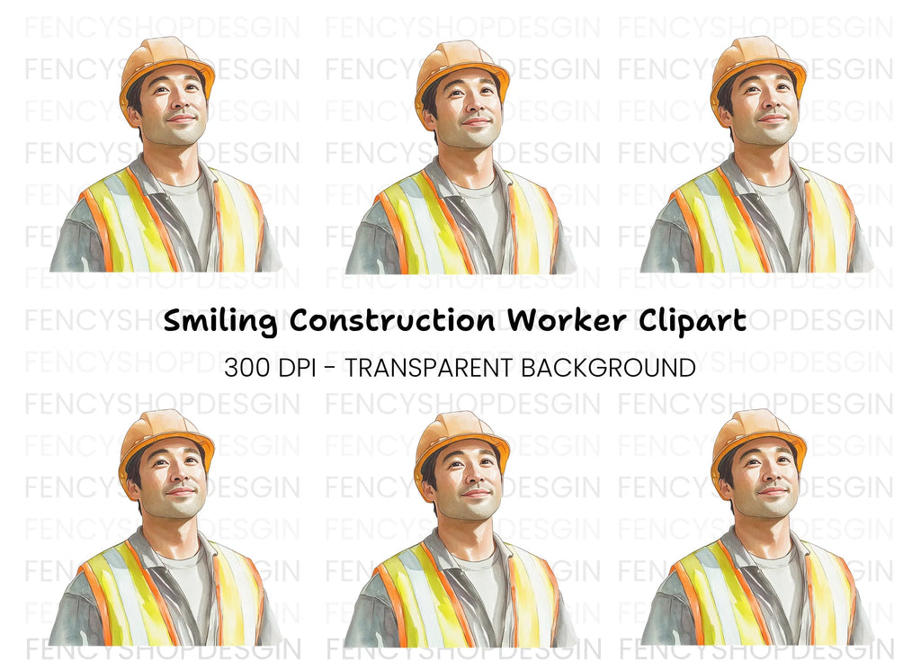 Confident Male Construction Worker Clipart Bundle