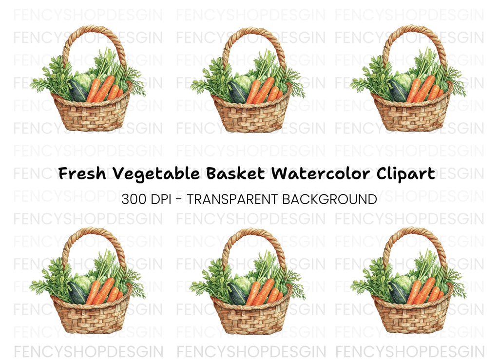 Fresh Harvest Basket Clipart Bundle
