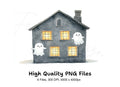 Spooky Haunted House Ghost Clipart Bundle
