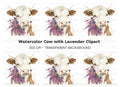 Highland Cow with Lavender Clipart Bundle