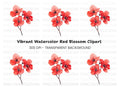 Vibrant Red Floral Clipart Bundle