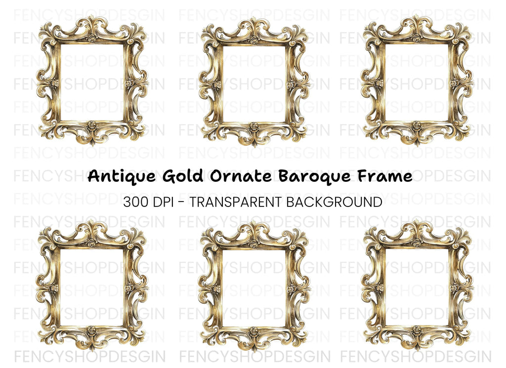 Luxurious Golden Ornate Frame Clipart Bundle