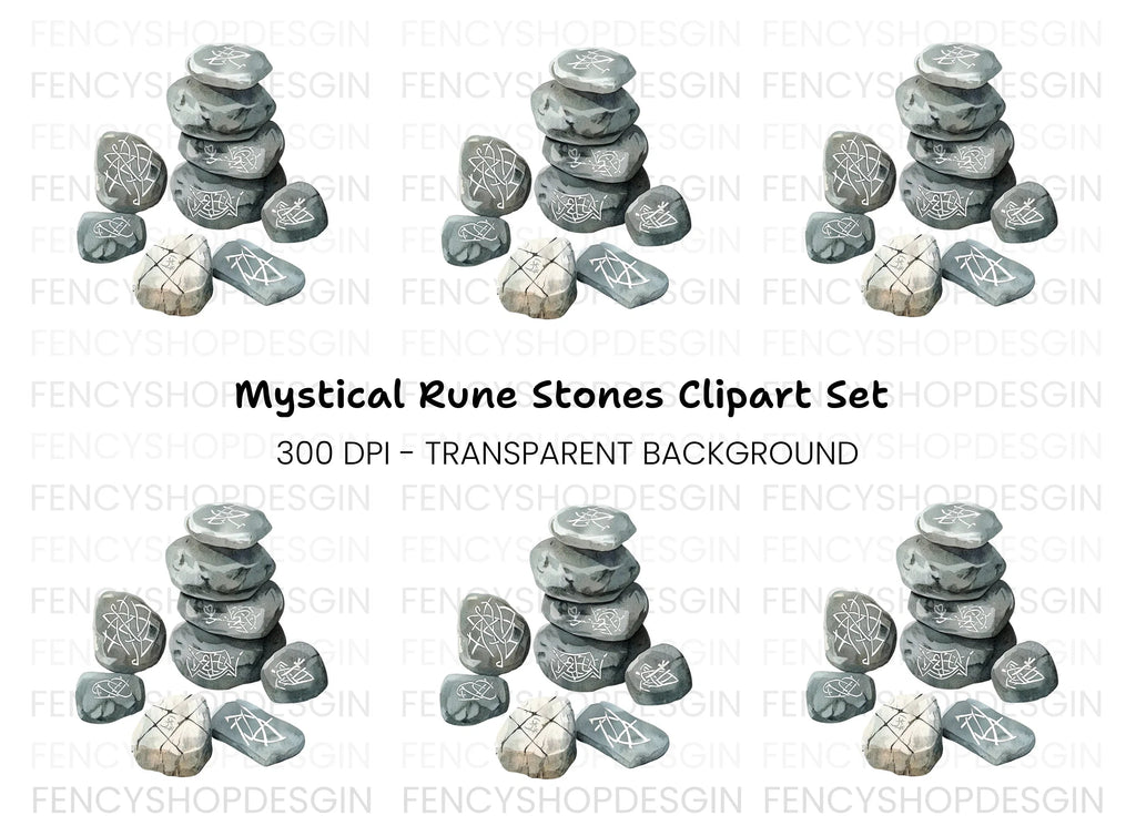 Stacked Rune Stones Clipart Bundle