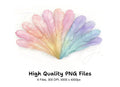 Pastel Feather Fan Clipart Bundle