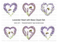 Lavender Heart with Bee Clipart Bundle