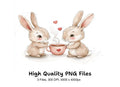 Sweet Bunny Couple Coffee Clipart Bundle