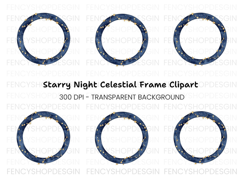 Celestial Constellation Frame Clipart Bundle