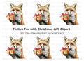 Festive Fox with Christmas Gift Clipart Bundle