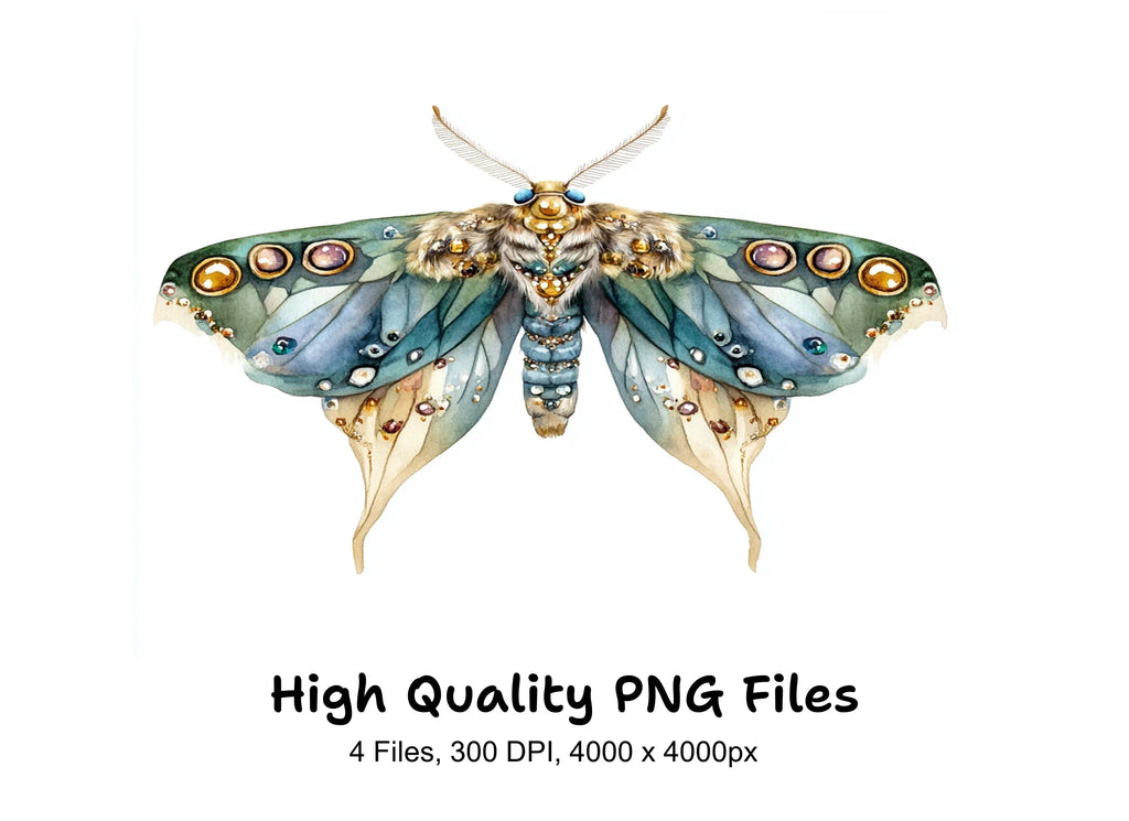 Jeweled Moth Clipart Bundle