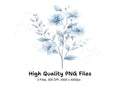 Delicate Blue Floral Clipart Bundle