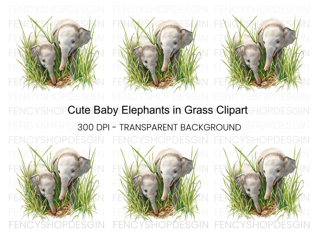 Adorable Baby Elephant Duo Clipart Bundle