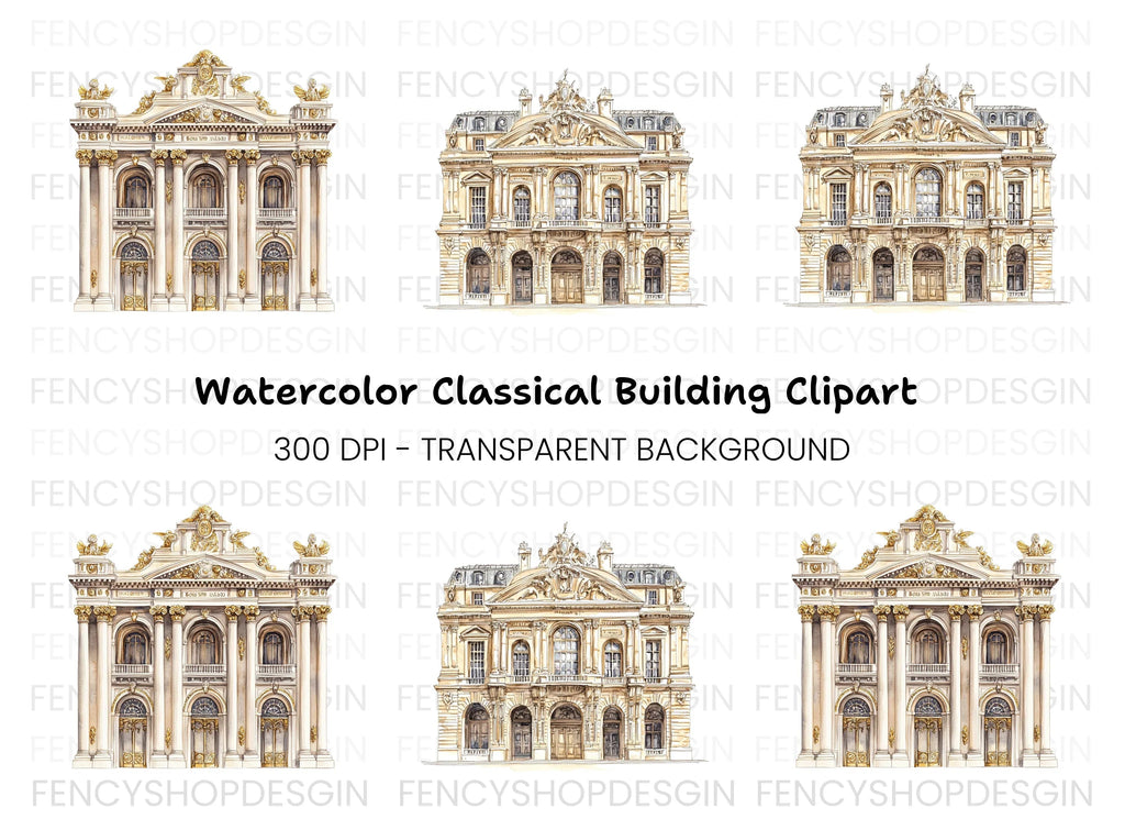 Baroque Neoclassical Building Clipart Bundle