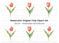 Elegant Origami Tulip Clipart Bundle