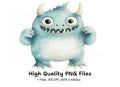 Cute Blue Monster Clipart Bundle