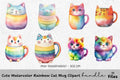 Cute Rainbow Cat Clipart Bundle