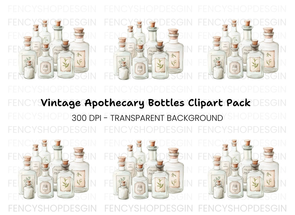 Apothecary Bottles Clipart Bundle
