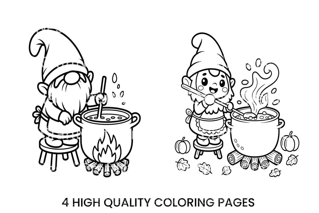 Gnomes Cooking Outdoors Coloring Books