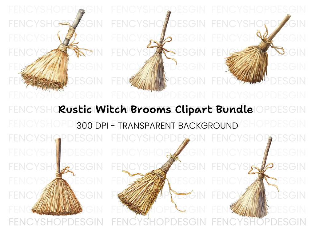 Rustic Broomstick Clipart Bundle