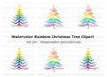 Pastel Rainbow Christmas Tree Clipart Bundle
