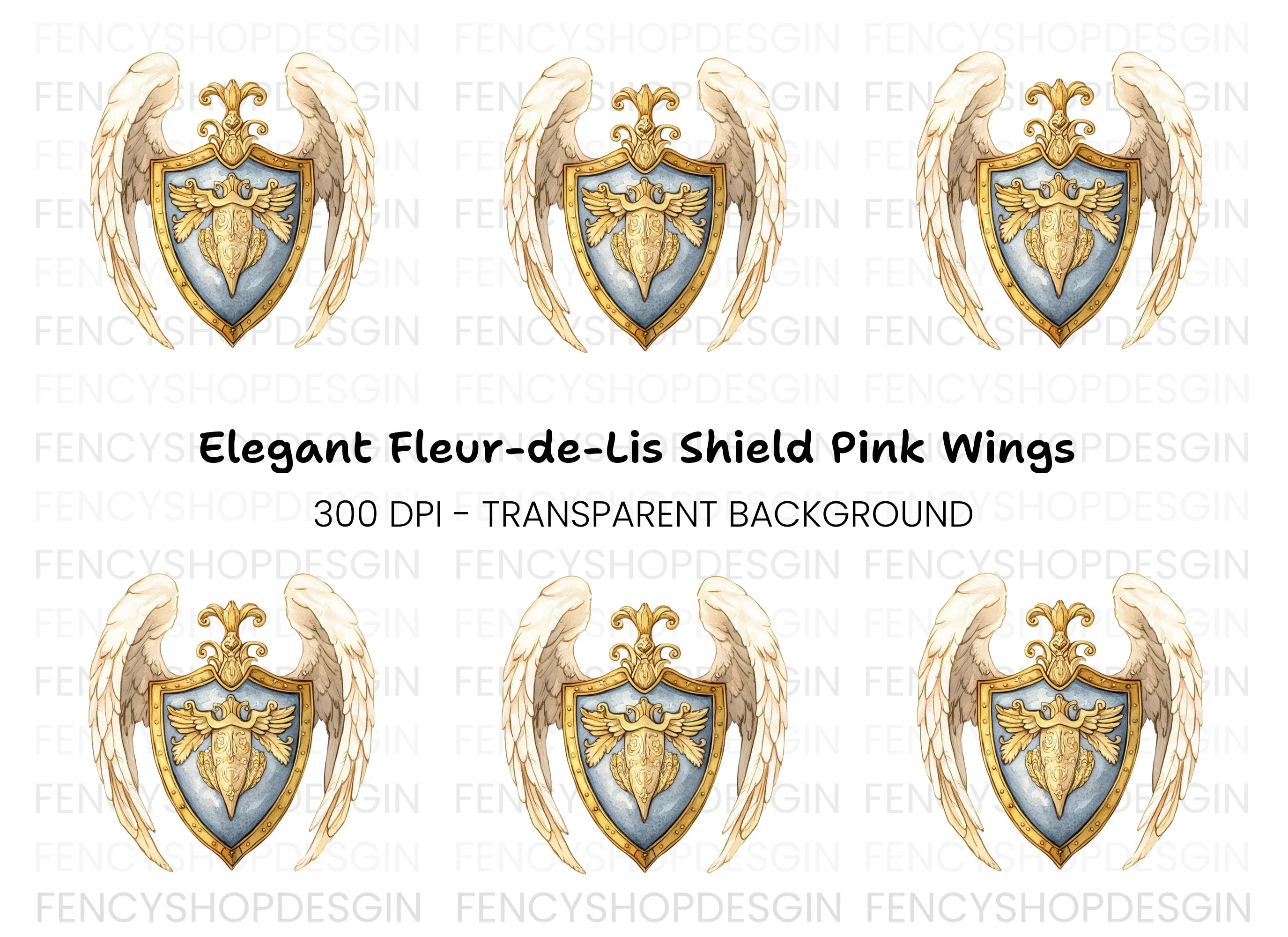 Elegant Winged Shield Clipart Bundle