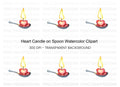 Heart Candle on Spoon Clipart Bundle