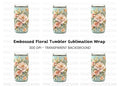 Embossed Floral Tumbler Clipart Bundle