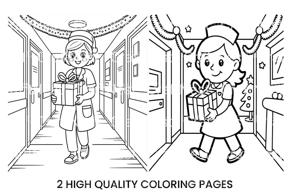 Christmas Nurse Hospital Coloring Books