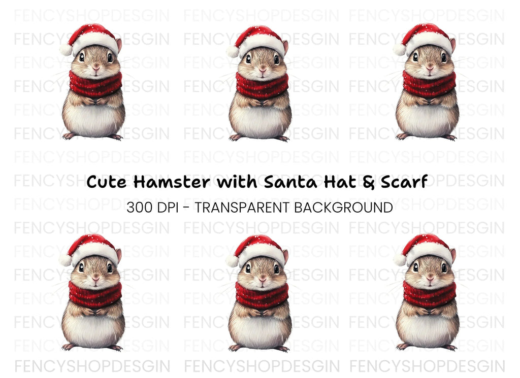 Cute Christmas Hamster Clipart Bundle