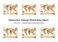 Vintage World Map Clipart Bundle