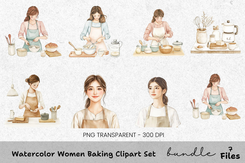 Women Baking Clipart Bundle