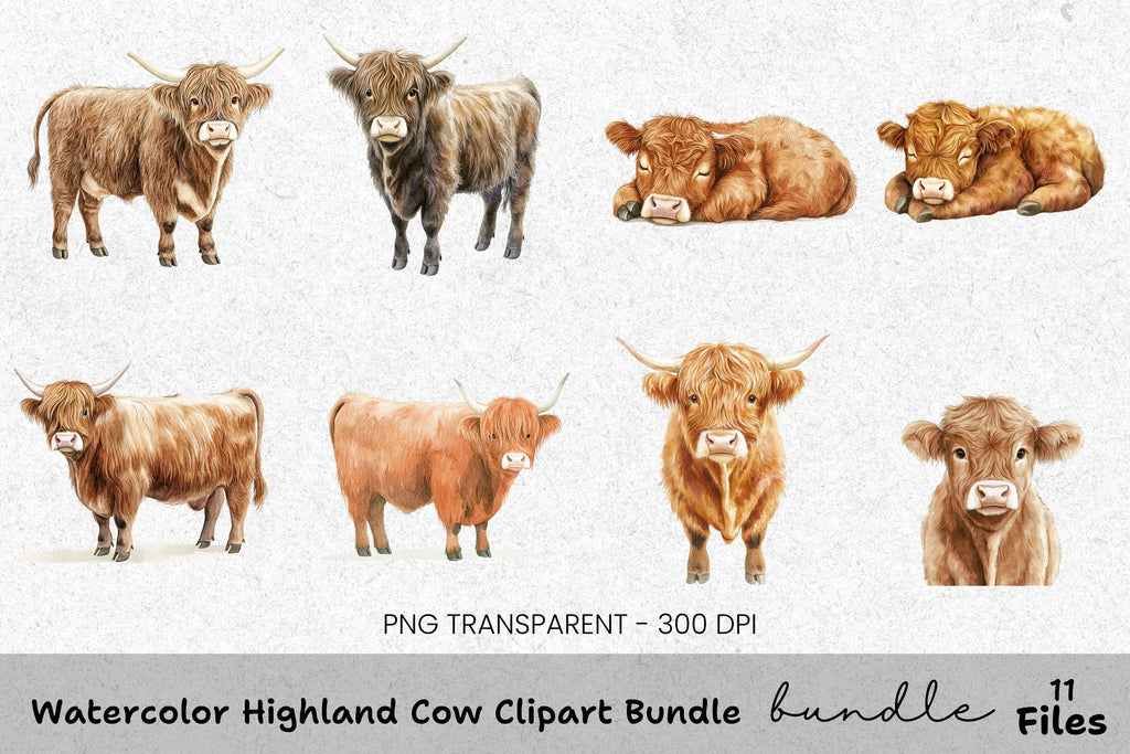 Highland Cow Clipart Bundle