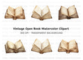 Vintage Open Books Clipart Bundle