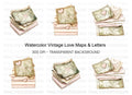 Vintage Love Letters Map Clipart Bundle