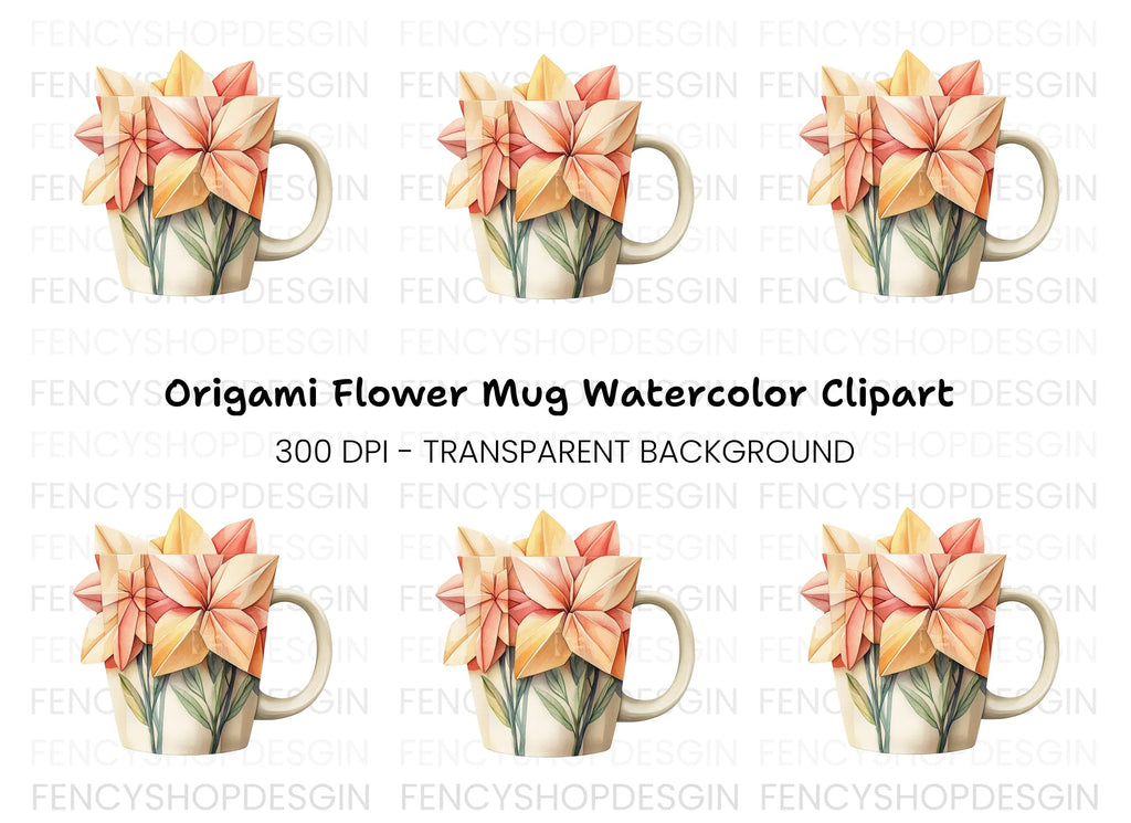 Origami Flowers Clipart Bundle