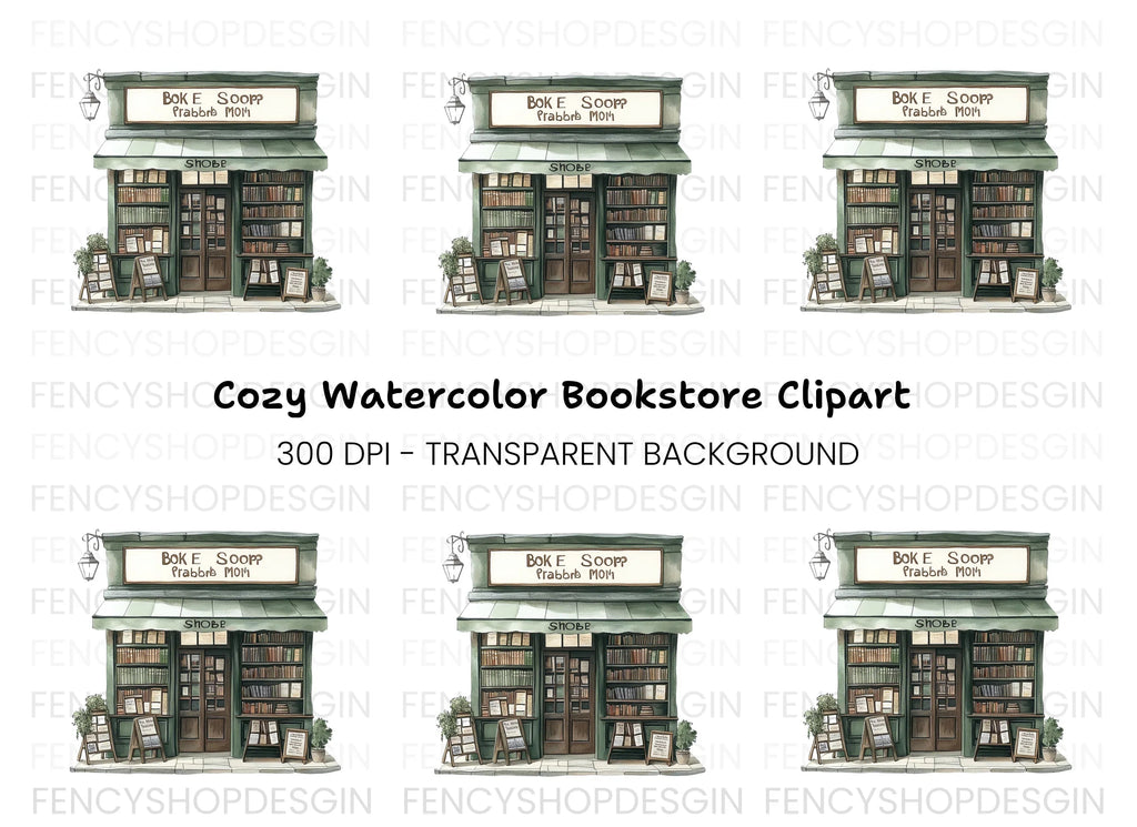 Charming Vintage Bookstore Clipart Bundle