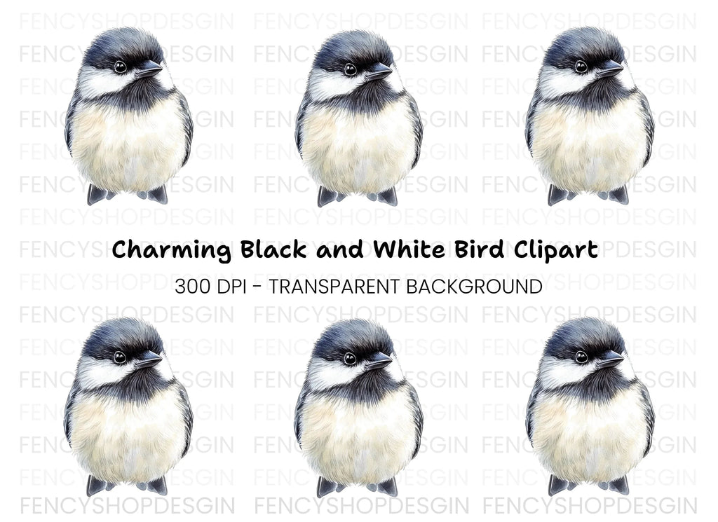 Cute Chickadee Bird Clipart Bundle