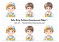 Cute Boys in Puzzle Overalls Clipart Bundle