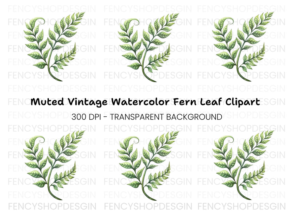 Elegant Green Fern Branch Clipart Bundle