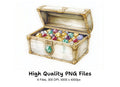 Vintage Treasure Chests with Jewels Clipart Bundle