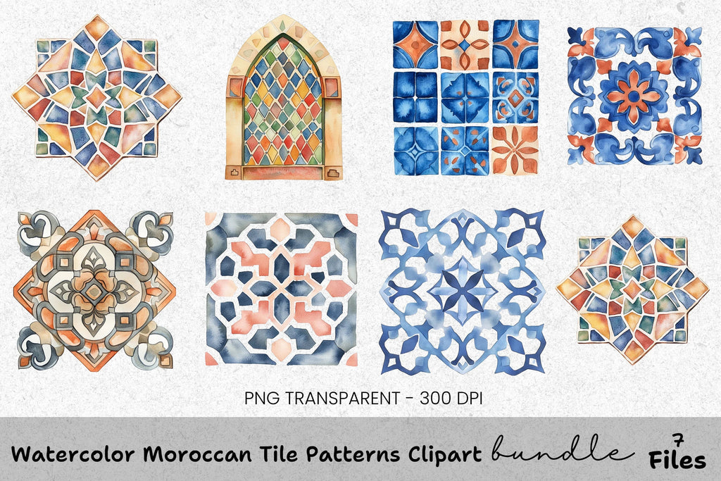 Moroccan Tile Patterns Clipart Bundle