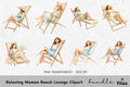 Relaxing Women Beach Lounge Clipart Bundle