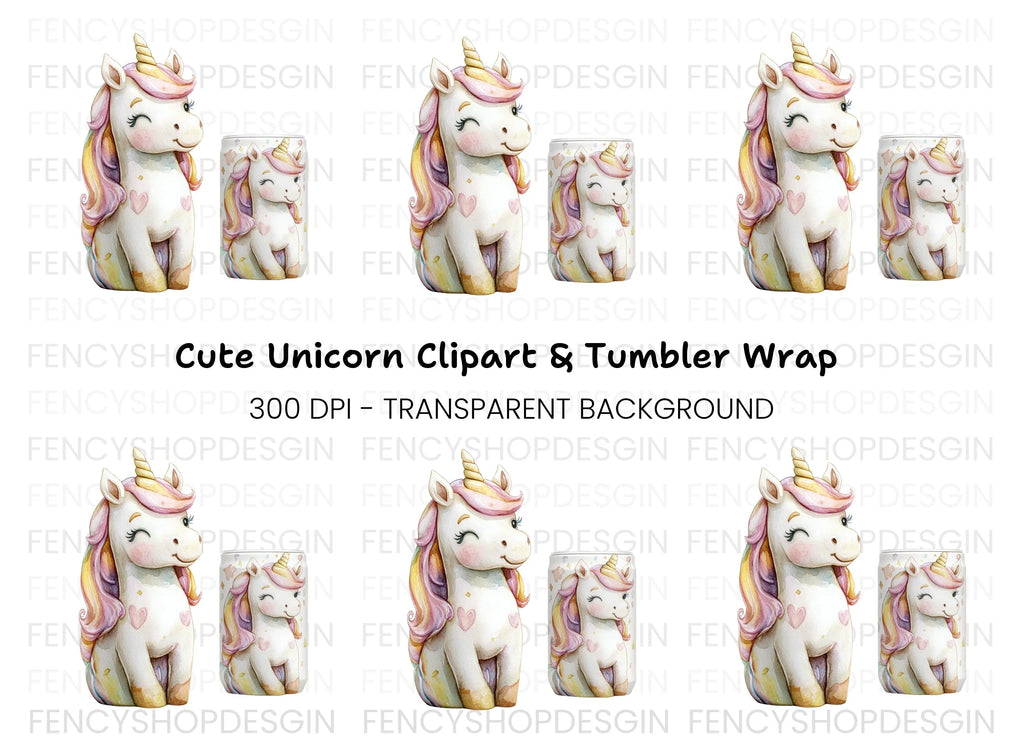 Cute Unicorn Clipart Bundle for Kids