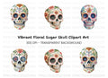 Floral Sugar Skulls Clipart Bundle