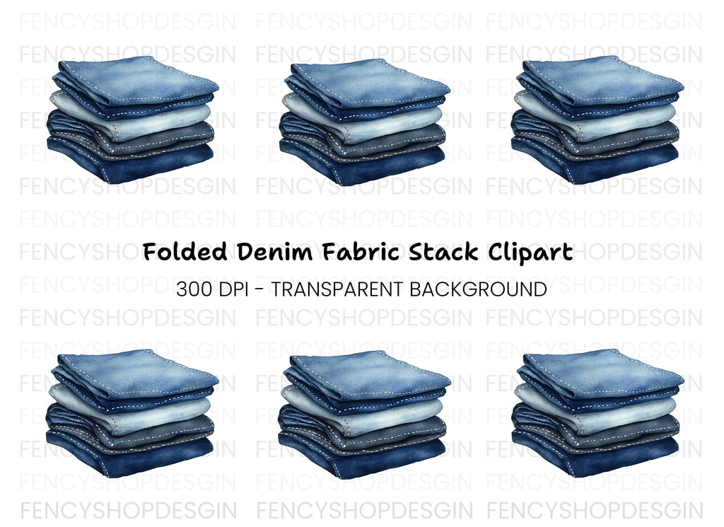 Stack of Folded Denim Clipart Bundle