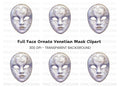 Elegant White Gold Masquerade Mask Clipart Bundle