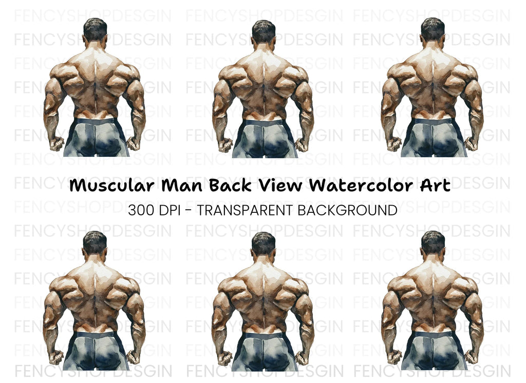 Bodybuilder Back Pose Clipart Bundle